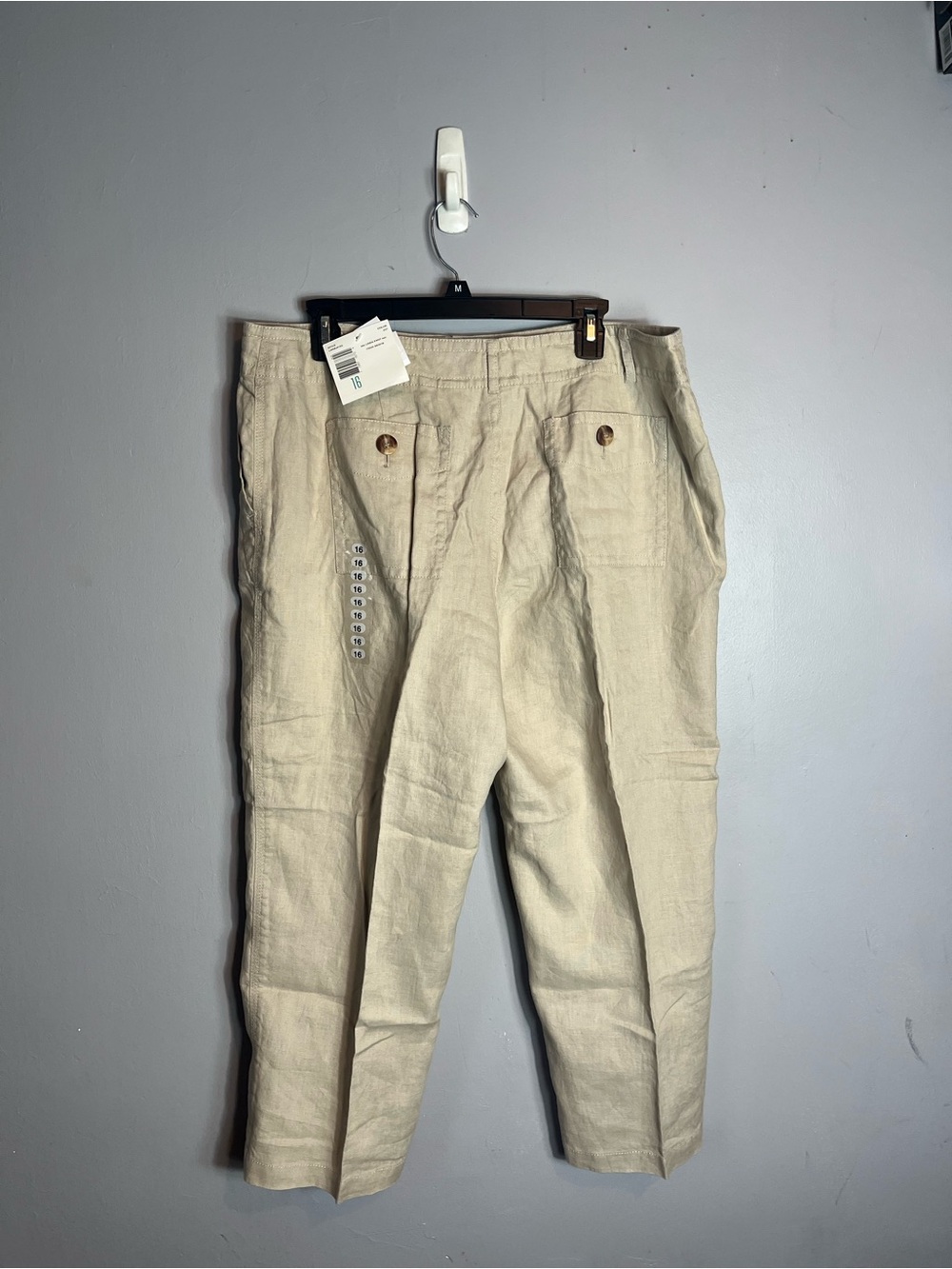 NWT Liz Claiborne Casual Linen-Blend Pants in Natural Sz 16